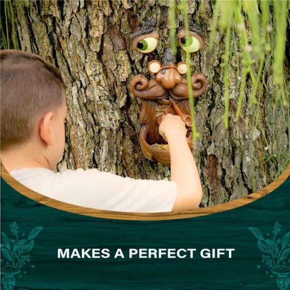 Tree Faces Decor Outdoor – Tree Hugger Yard Art Garden Decoration – Bird Feeders - Picture 3 of 6